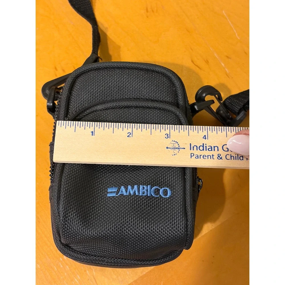 Ambico Black Nylon Padded Camera Bag Small Crossbody Case with Belt Loop